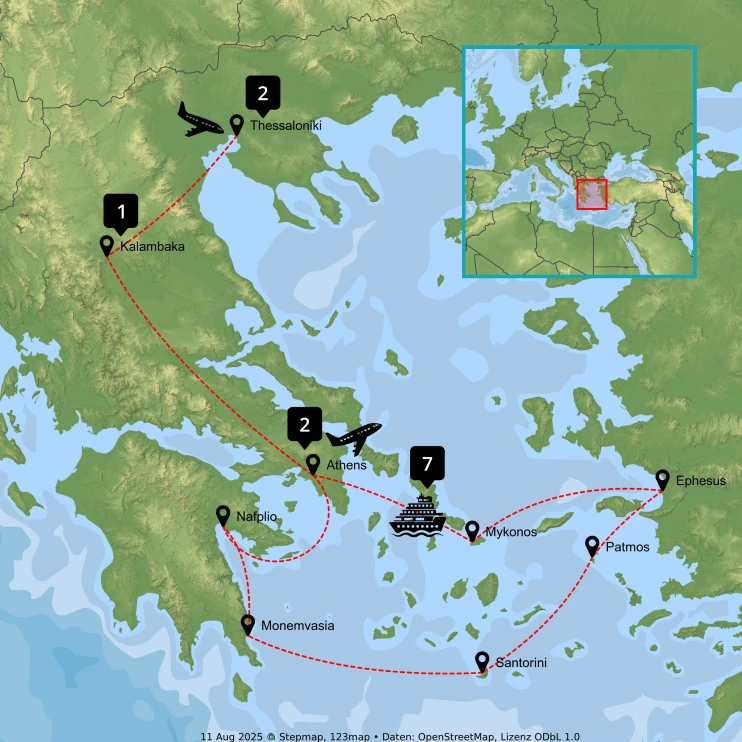 Steps of Paul Cruise Tour - Map