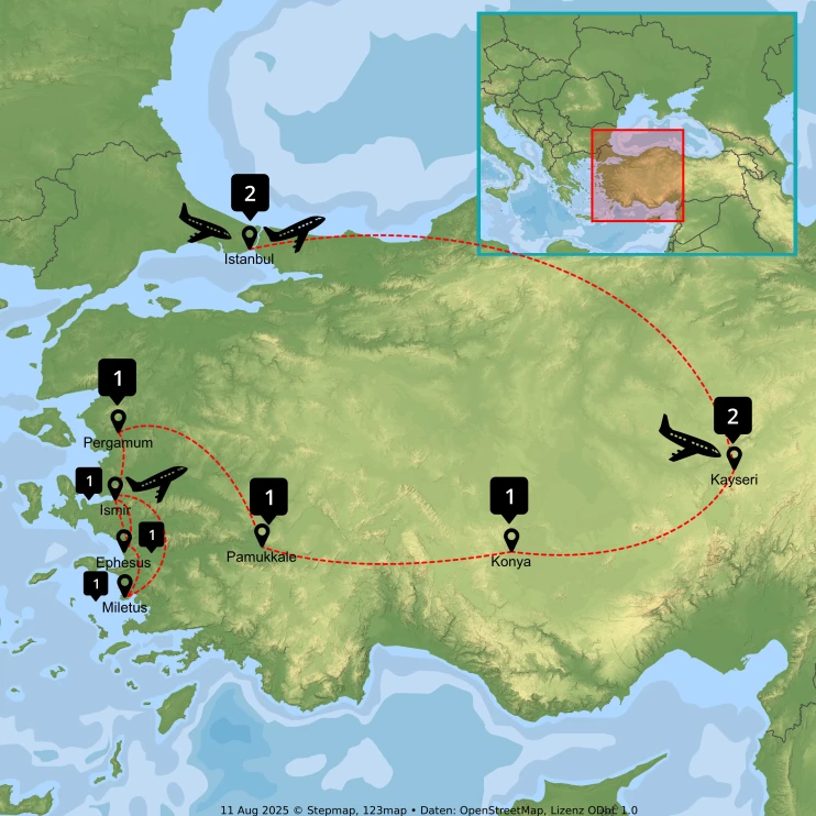 The Seven Churches & Cappadocia - Map