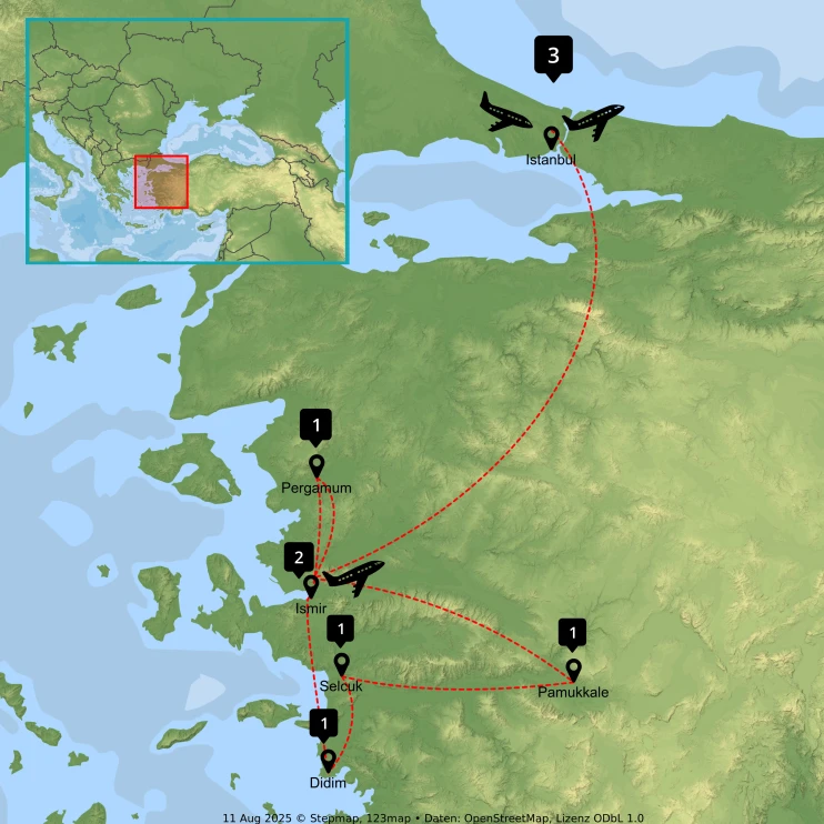 The Seven Churches & Istanbul - Map